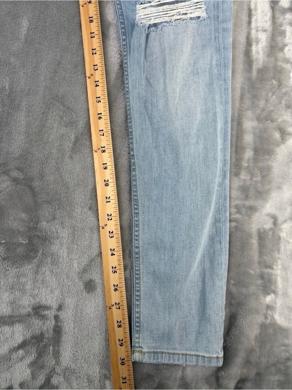 Oro Los Angeles Mens Jeans Sz 34x30 Distressed Ripped LightBlue Wash Broken Loop - Picture 2 of 11